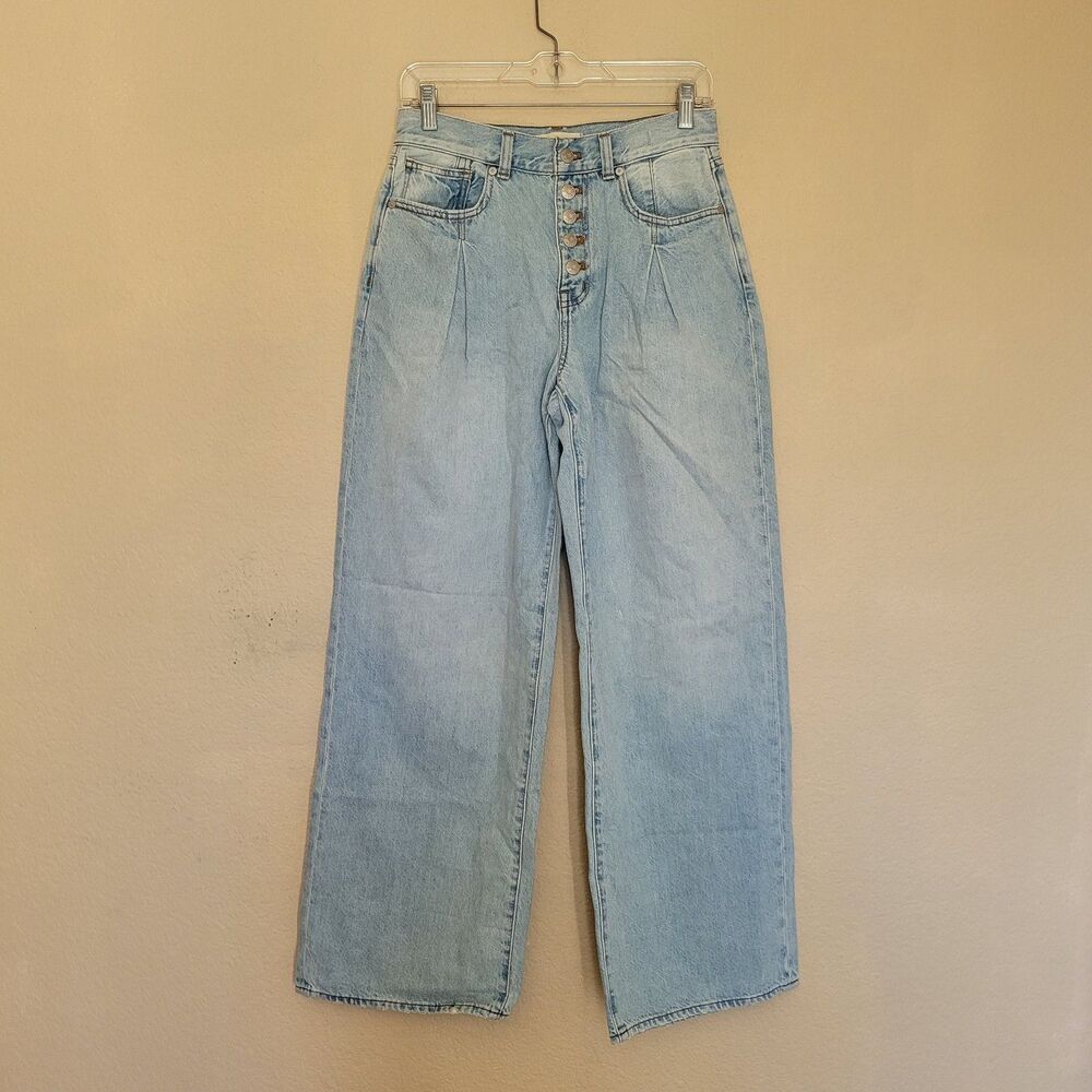 Madewell Superwide Wide Leg Jeans Size 26 Pleated High Rise Blue Cather Wash Nwt